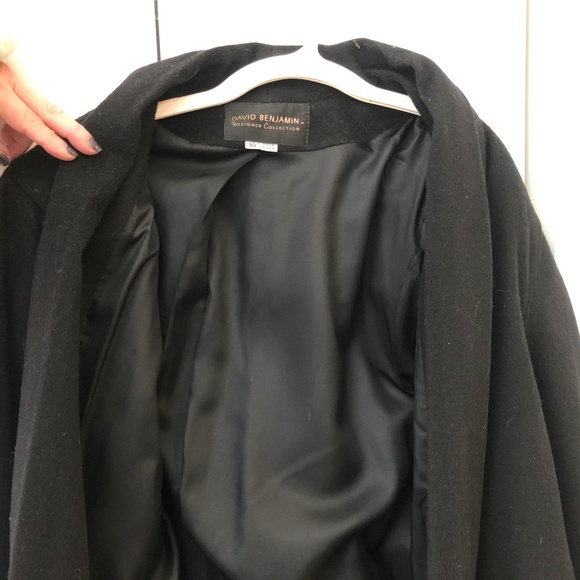 Womens Vintage Swing Shawl Collar Black Wool Coat: - Picture 2 of 4